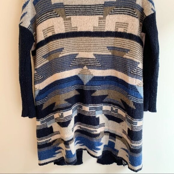 H&M Cardigan Sweater Aztec Southwestern Print Wool Long Maxi Open Front Knit XS - Picture 7 of 10